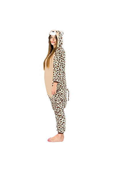 Other Cheetah Kigurumi Onesie Costume, Warm Pajamas, Zipper Jumpsuit, Size L