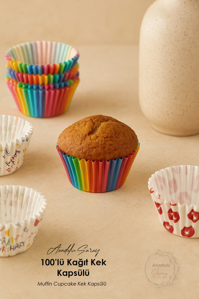 Anadolu Saray 100 Adet Renkli Kağıt Kek Kapsülü | Muffin Cupcake Kek Kapsülü ...