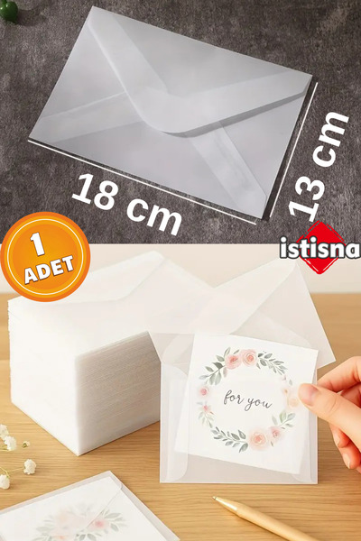 İstisna 1 Adet Şeffaf Zarf 13x18 Cm Aydınger Zarf Transparan Zarf Düğün Davetiyeleri Zarfı