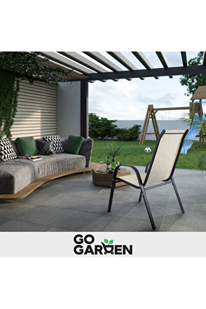 Other Set of 6 metal garden chairs for balcony, terrace and garden in beige