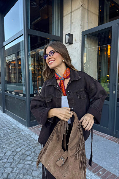 Sue Store Bitter Brown Wash Jacket Pants Denim Set