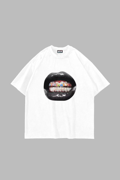 Sekizbiraltı The Last Supper Teeth Printed Oversize Unisex White Tshirt