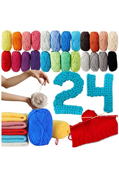 Other Set de 24 de ghemuri de lână de croșetat, lână în culori moi și strălucitoare.