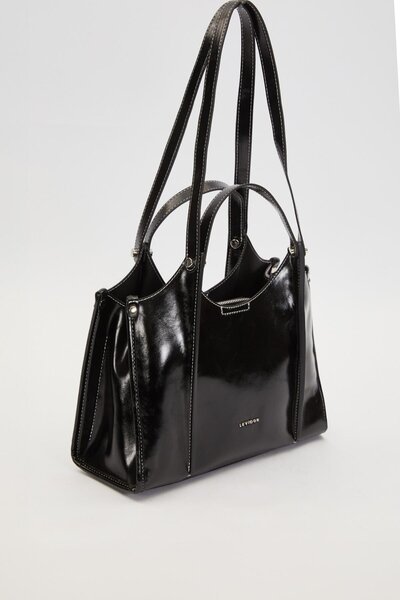 Levidor Black Double Compartment Large Shoulder Bag