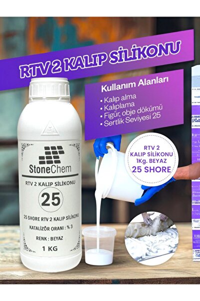 stonechem RTV 2 Kalıp Silikonu 1 Kg Beyaz 25 Shore Yüksek Kalite 1. Sınıf