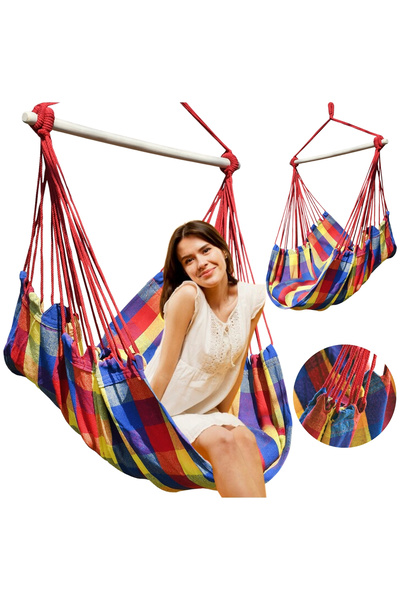 Other Brazilian hanging garden hammock with spreader bar, bohemian style.