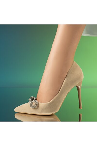 BMoD Women's Stiletto shoes with decorative beige suede accessory MOD06157