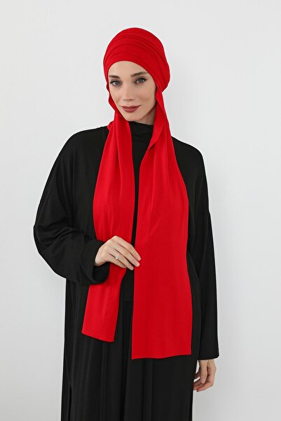 Aisha's Design Combed Cotton Boneli Ready-Made Combed Cotton Hooded Shawl Two-Piece Set, Ps-57, Red