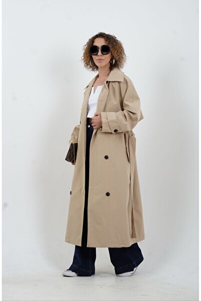 Zelish My Sister Bej Kuşaklı Trençkot