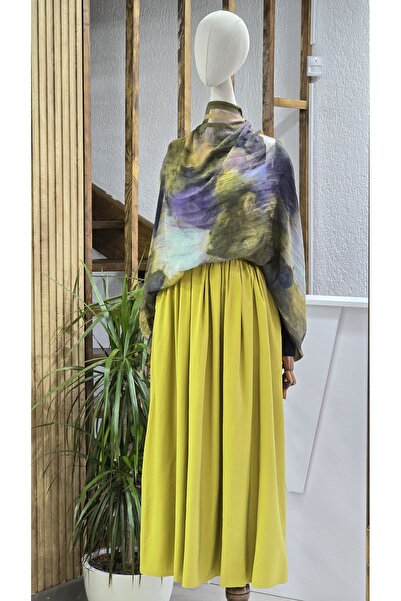 NANTİREA Long Olive Oil Green Skirt