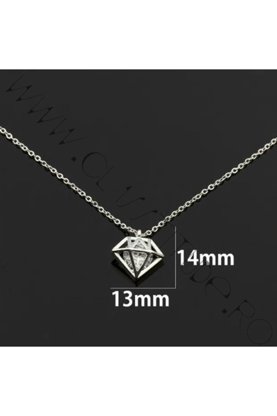 KESNUP Silver Stainless Steel Diamond Pendant Necklace