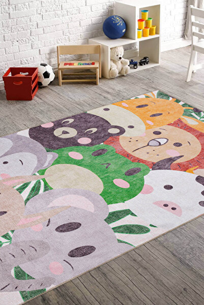 ARTLOOP Minor Dokuma Taban Dekoratif Renkli Hayvan Desenli Çocuk Odası Halısı...