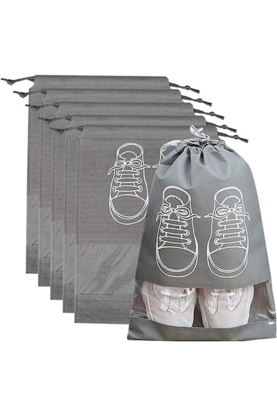 OEM Set 10 pungi pentru incaltaminte, JENUOS®, 44x32 cm, organizare pantofi, voiaj, Gri