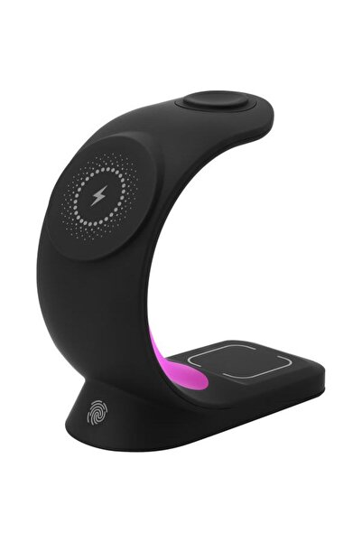 S-LINK SL-CW20 Telefon, Saat, Kulaklık Uyumlu 15W Siyah RGB Kablosuz Şarj Cihazı