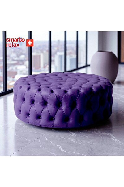 Smarto relax Evolene Kapitoneli Ayaksız Puf – Babyface Dekoratif 100x45 cm Mo...