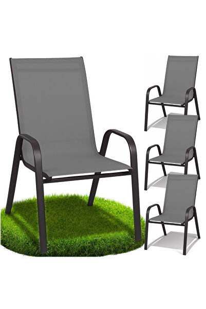 Other Scaun de grădină metalic, terasă, fotoliu de balcon, terasă, balcon, gri, 4 buc.