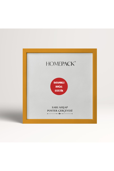 HOMEPACK 25X25 cm Yellow Wooden Framed Poster Frame, 3 Pieces Blank Frame, Yellow-Frame-25X25