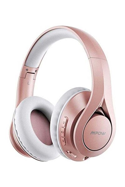 MPOW سماعة رأس لاسلكية فوق الأذن مزودة بشاحن USB باللون الذهبي الوردي