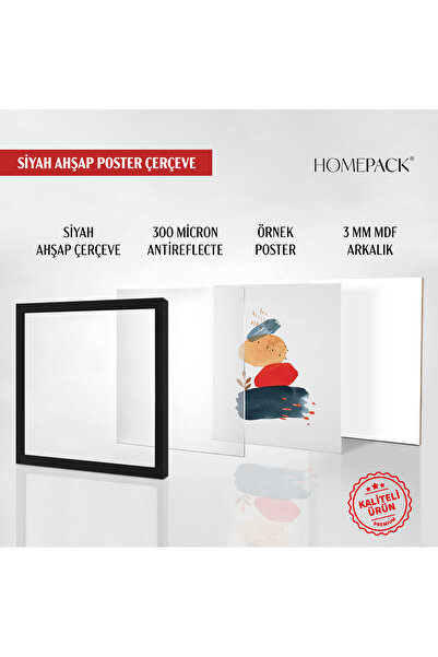 HOMEPACK 30X30 cm Black Wooden Framed Poster Frame, 3 Pieces Blank Frame, Black-Frame-30X30