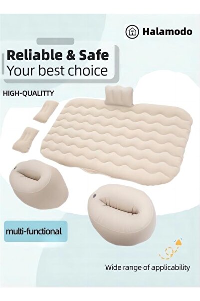 HALAMODO 5 قطع مرتبة هوائية قابلة للنفخ للسيارة، مرتبة سفر مع وسادتين ومضخة ه...