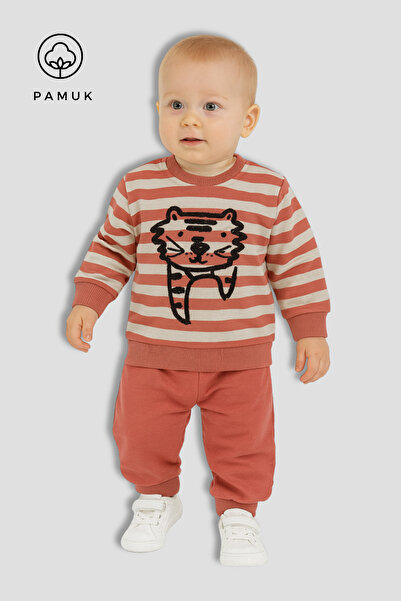 HK HOPKİDS طقم ملابس موسمية مطرزة ومخططة للأطفال الرضع من سوزين