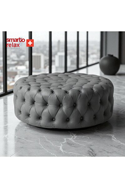 Smarto relax Evolene Kapitoneli Ayaksız Puf – Babyface Dekoratif 100x45 cm Mo...