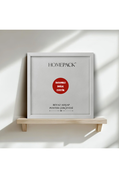 HOMEPACK 50X50 cm White Wooden Framed Poster Frame, Blank Frame, White-Frame-50X50