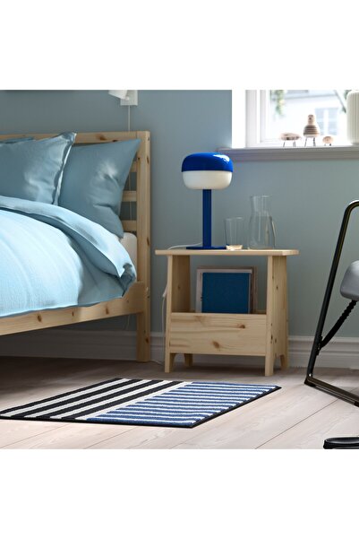 IKEA VÄNDPLATS Rug, low pile, blue black/stripe, 60 x 90 cm