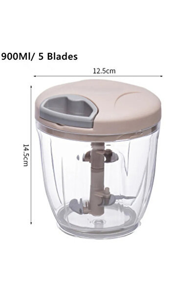 Choice3 مفرمة لحم يدوية وردية اللون 900 لتر 500/900 مل، مفرمة ثوم، مكبس سحب يدوي، مطحنة خضراوات، تشيلي