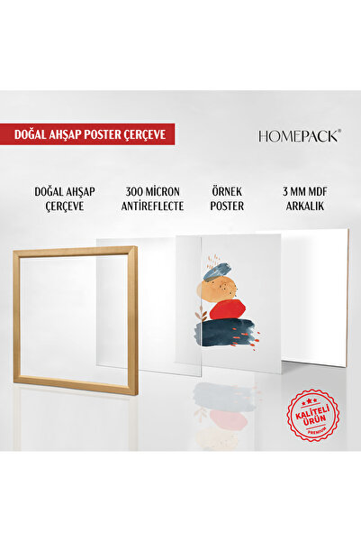 HOMEPACK 30X30 cm Natural Wood Framed Poster Frame, 3 Pieces Blank Frame, Wood-Frame-30X30