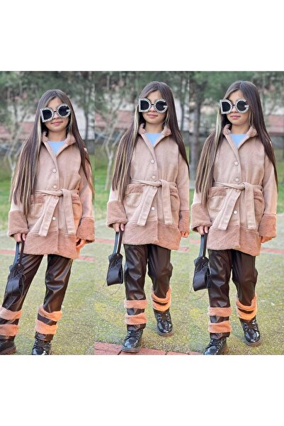 zavera for kids Set dublu pentru fete - Palton cu detalii din pluș - Pantalon...