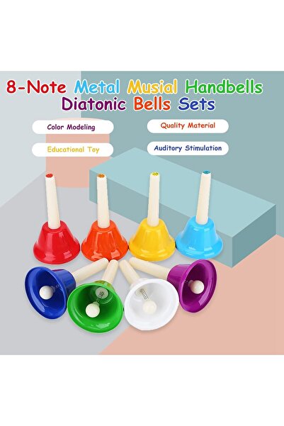 MegArya Colourful 8-note metal hand bell set