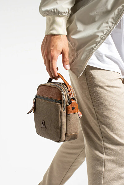 Mega & Polo Ανδρική τσάντα χιαστί από καμβά Mega Polo