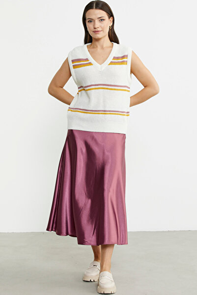 Sementa Striped V-Neck Wool Knit Sweater - Bone