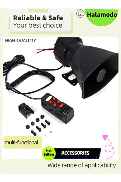 HALAMODO مكبر صوت تحذيري للسيارة، مكبر صوت للشاحنة، مكبر صوت صفارة إنذار للسي...