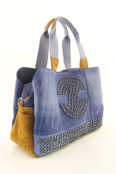 HNB Women's Tan Casual Retro Denim Multi-Compartment Shoulder Bag