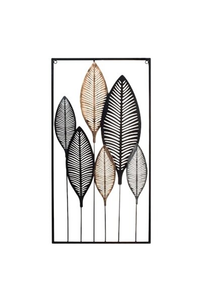 SHOPIENS Decoratiune Metalica de Perete cu Frunze Perforate in Rama Neagra 40...