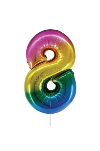 SHOPIENS Balon petrecere curcubeu numărul 8, 80 cm, umflat cu aer sau heliu, ...