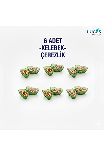 LUCES DESİGN 6 Adet Kelebek Çerezlik-Kelebek Figürlü Akrilik Çerezlik