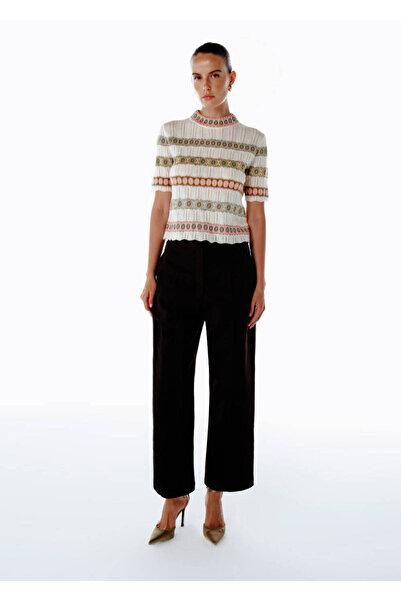 Knitss Merino Wool Blend Crop Knit Top Ecru