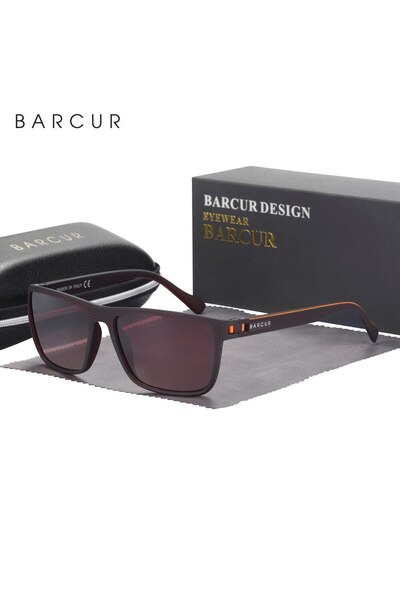 Choice Gradient Tea BARCUR Design TR90 Sunglasses Men Polarized Light Weight Sports Sun Glasses Women Eyewe