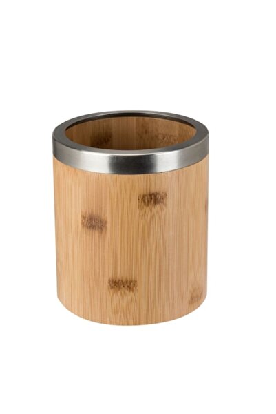 SHOPIENS ® Cutlery Holder Bamboo, Ø 12.2 x H 13.8 cm, Stand,