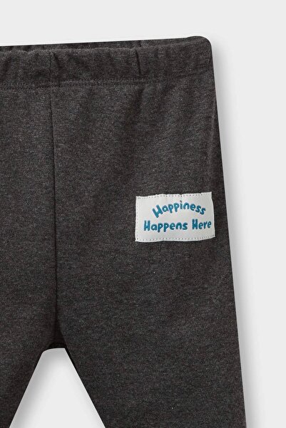 DeFacto F1594 Gray Baby Boy 2-Piece Set Vehicle Printed Sweatshirt Bottom