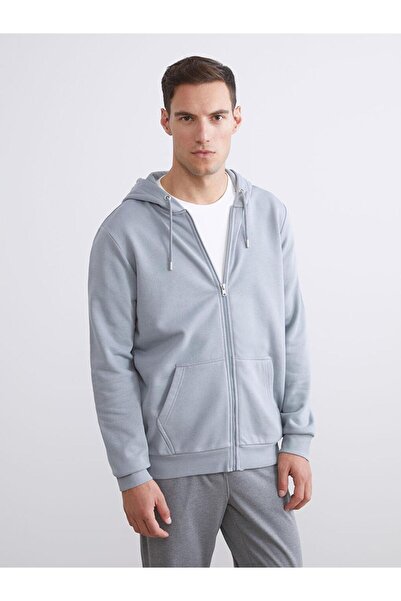 LC Waikiki Hooded Long Sleeve Men's Zippered Sweatshirt (W5)