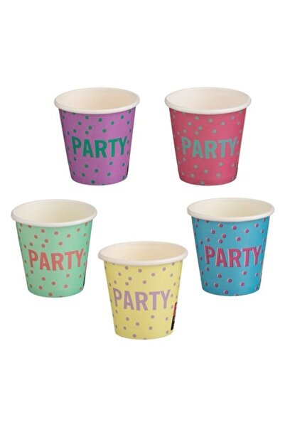 SHOPIENS Set 25 de pahare de carton de unică folosință 80ml în culori asortat...