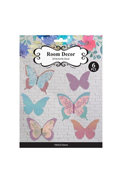 SHOPIENS Set 6 stickere decorative 3D pentru perete Shopiens, fluturi multico...