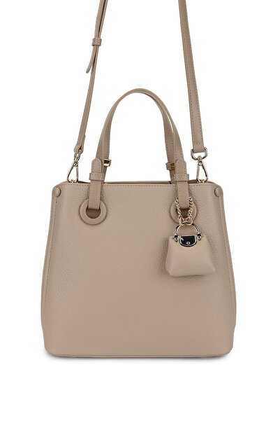 Tamer Tanca Women's Faux Leather Taupe Shoulder Bag