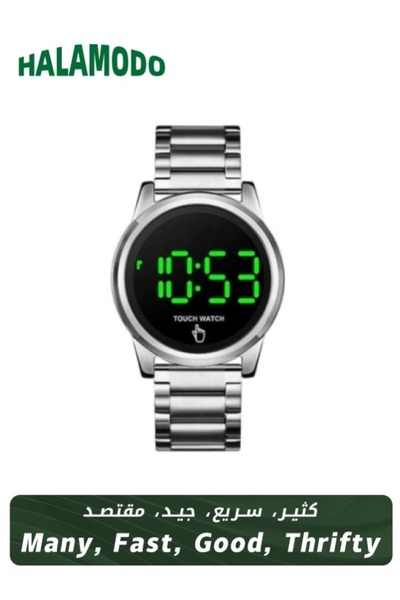 HALAMODO Men's 1684 Led Touch 30m Digital Metal Stainless Steel Watch