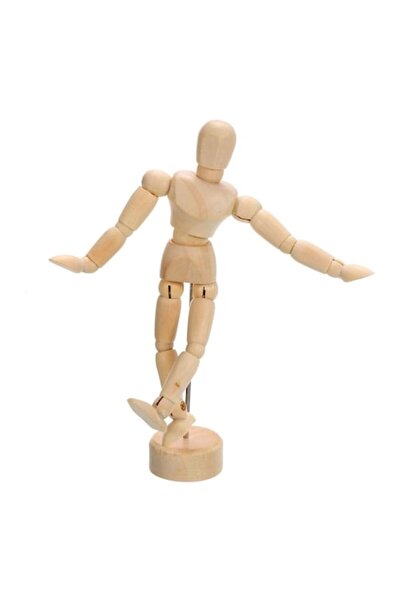 SHOPIENS Manechin educativ articulat din lemn, 15 cm, cu suport rotund, articulații flexibile și rotative