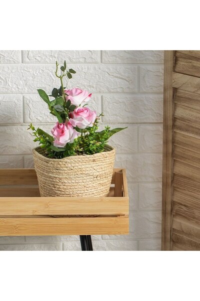 SHOPIENS Decorative Pot with Artificial Rose Plant Ø20x40cm